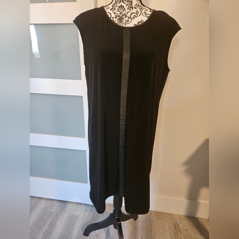 Calvin Klein Black Dress w/ Faux Leather Detail